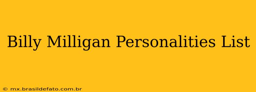 Billy Milligan Personalities List