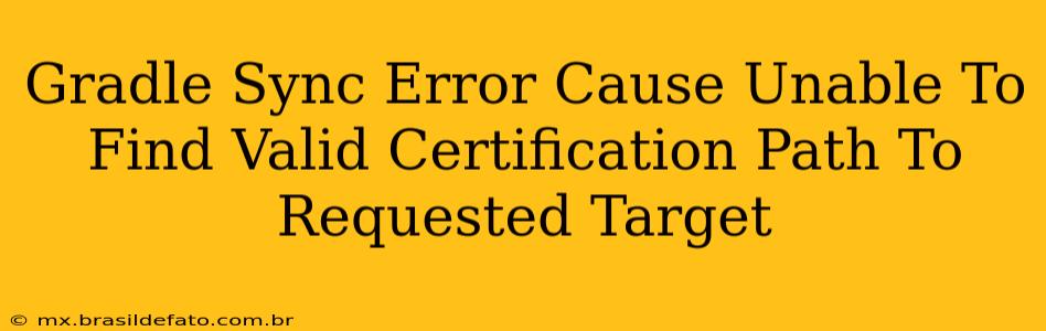 Gradle Sync Error Cause Unable To Find Valid Certification Path To Requested Target