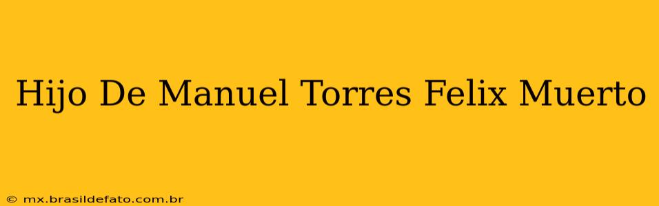 Hijo De Manuel Torres Felix Muerto