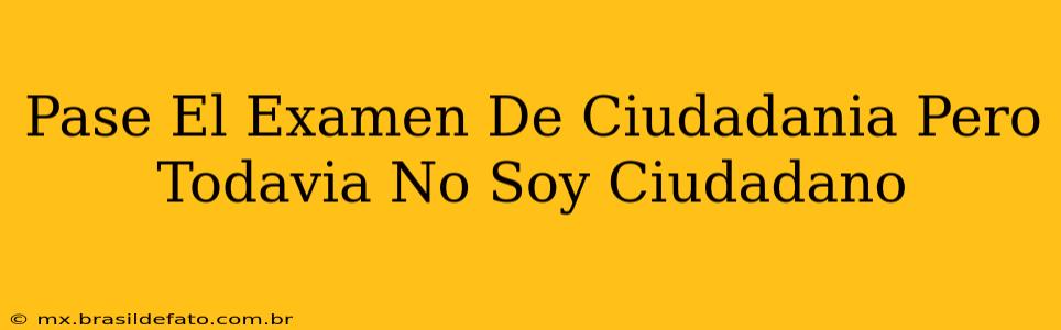 Pase El Examen De Ciudadania Pero Todavia No Soy Ciudadano